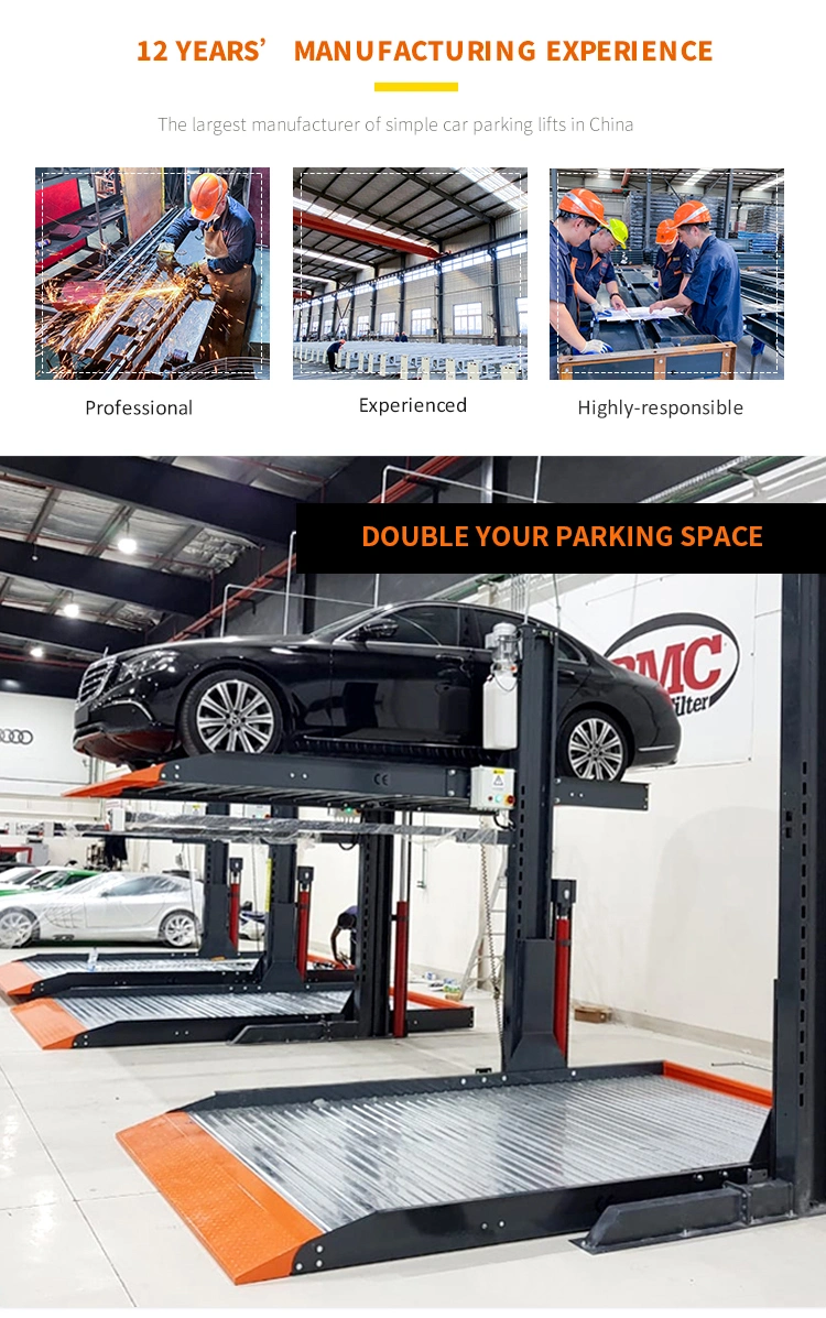 TUV Approved Customizable Hydraulic 2 Post 2 Level Car Parking Lift