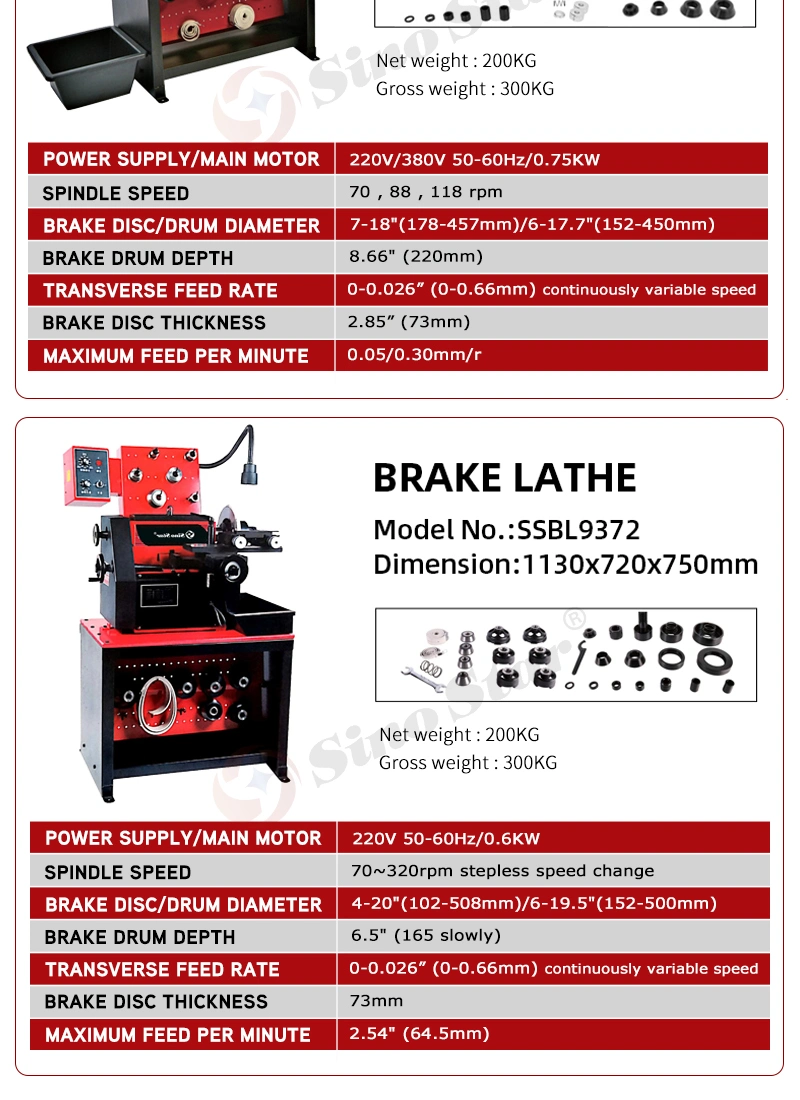 High Quality Fast and Slow Setting Allow Cutting Rotor Brake Disc/Drum Lathe for Cars and Trucks Ss-Bl9370